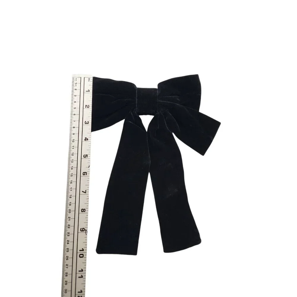 Commense large Black Hair Bow with Long Tail Black Bow Hair Clip with Metal Clip